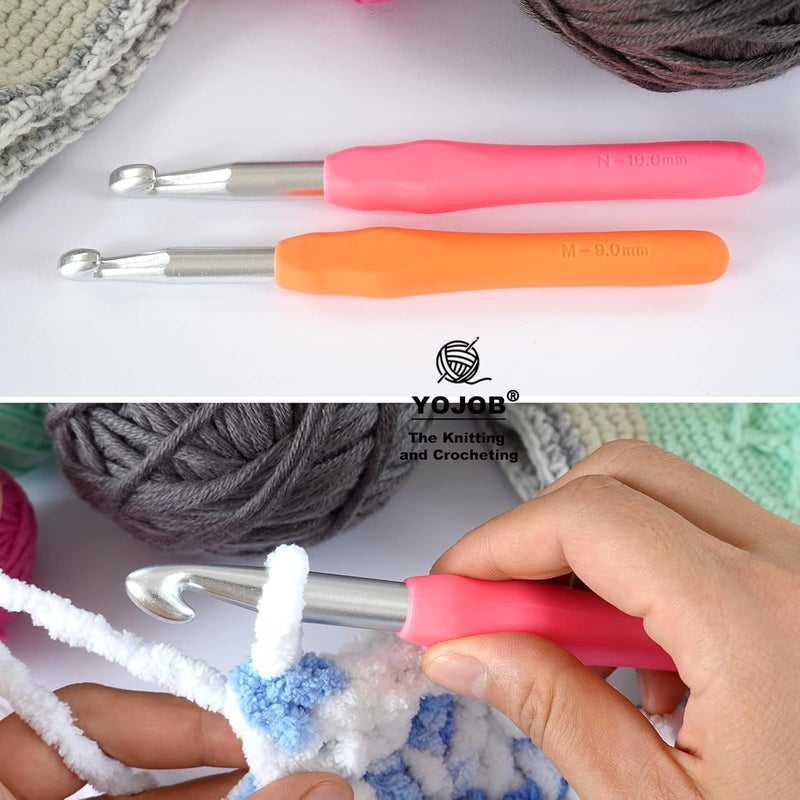 YOJOB 2Pack Size M / 9mm, N / 10mm Crochet Hooks, Super Smooth & Ergonomic for Beginner and Advanced (9.0mm, 10.0mm) - Image 4